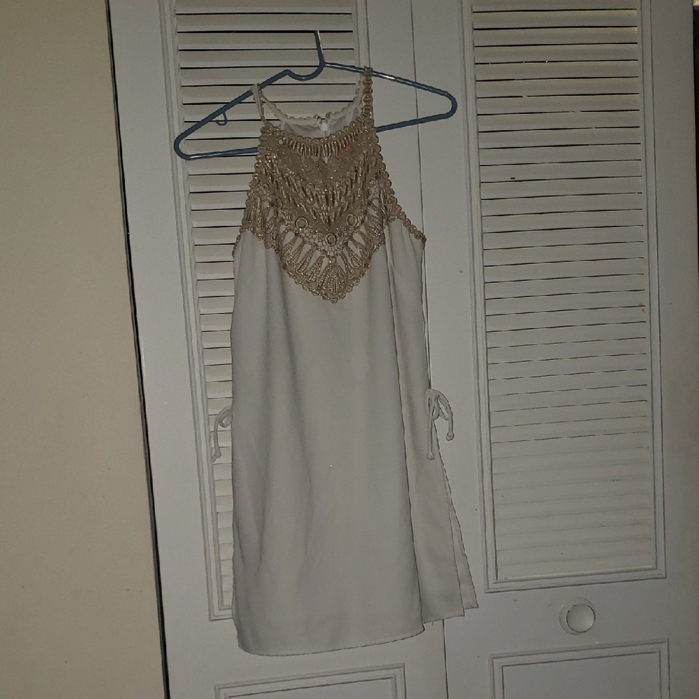 Lilly Pulitzer Cream Dress with Gold Crochet